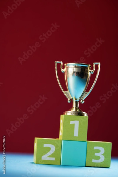 Obraz small trophy on the 123 winner podium