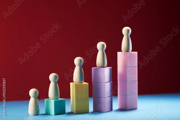 Obraz toy block step stairs . Growing concept . Business growth and success