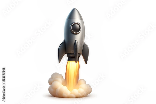 Fototapeta 3d rocket ship launching isolated on transparent background. Png