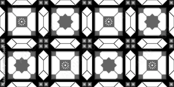 Fototapeta Textured concrete, cement, slate, stone, marble block wall tiles in grayscale. A close-up of a concrete and texture block wall presented in grayscale.	
