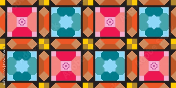 Fototapeta A black and white pattern featuring squares of varying sizes arranged in a visually striking design. Wall tiles design mould line work use for design creation.	

