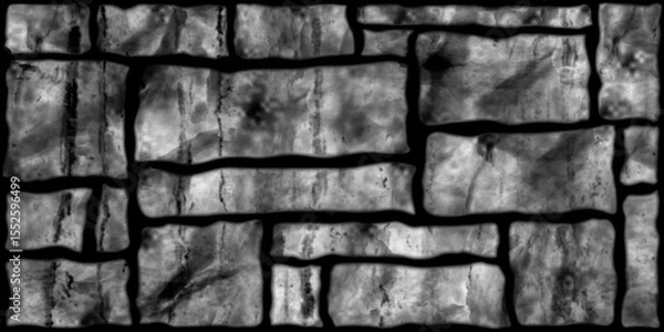 Fototapeta Textured concrete, cement, slate, stone, marble block wall tiles in grayscale. A close-up of a concrete and texture block wall presented in grayscale.	
