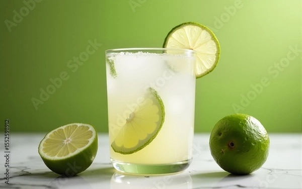 Fototapeta refreshing coconut lime cocktail drink - tropical drinks. High quality