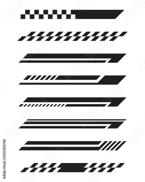 Fototapeta Set of black racing stripes for car or vehicle customization