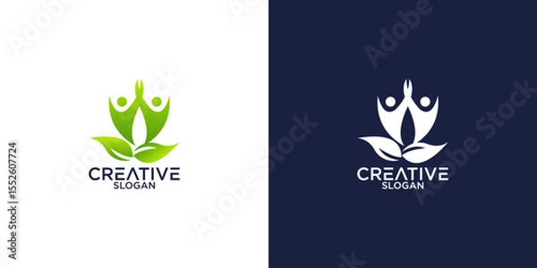 Fototapeta people and leaves logo vector design