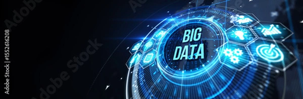 Fototapeta Business, Technology, Internet and network concept. Big Data Internet Information. 3d illustration