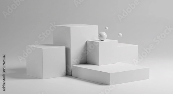 Obraz white podium on white background