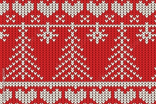 Obraz red knitting Christmas vector background snowflakes