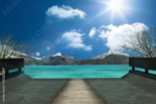 Obraz Computer graphic image of boat dock by lake
