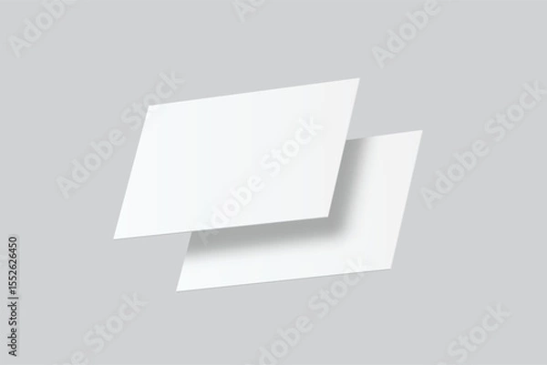 Obraz Vector realistic flying business card mockup template isolated. Empty design for presentation branding, corporate, gift card, play card, game card, note cards, greeting card, invitation, credit card

