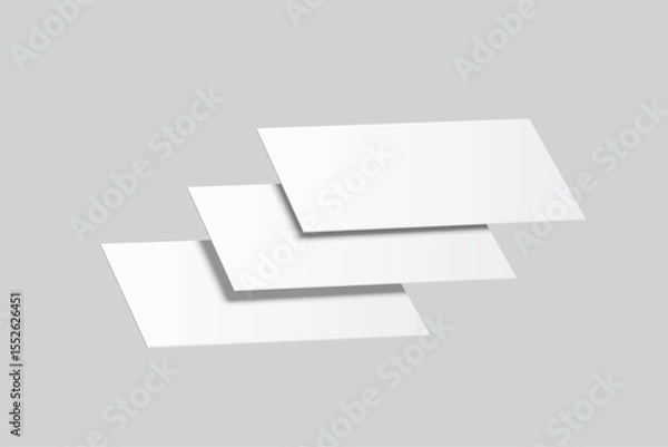 Obraz Vector realistic flying business card mockup template isolated. Empty design for presentation branding, corporate, gift card, play card, game card, note cards, greeting card, invitation, credit card

