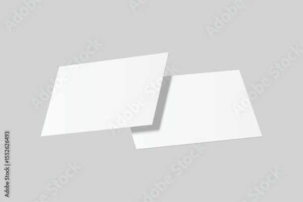 Obraz Vector realistic flying business card mockup template isolated. Empty design for presentation branding, corporate, gift card, play card, game card, note cards, greeting card, invitation, credit card
