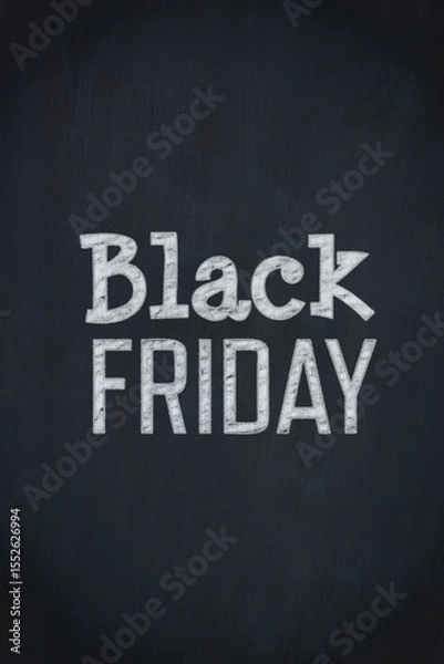 Fototapeta Chalk-style Black Friday lettering is appearing on dark chalkboard with subtle chalk dust
