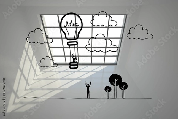 Fototapeta Hot balloon graphic on grey background