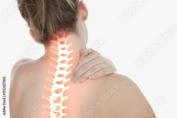 Obraz Highlighted spine of woman with back pain