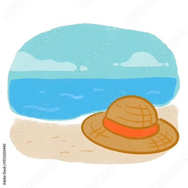 Obraz 麦わら帽子と海 | 夏の風景