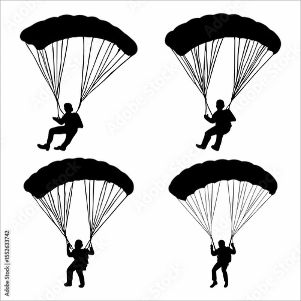 Obraz a collection of silhouettes of people parachuting