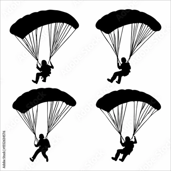 Obraz a collection of silhouettes of people parachuting