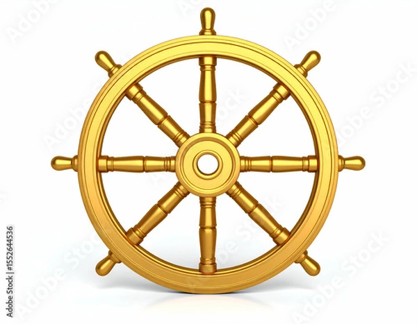 Fototapeta Golden Dharma Wheel Eight-Spoked Symbol of Enlightenment and Guidance