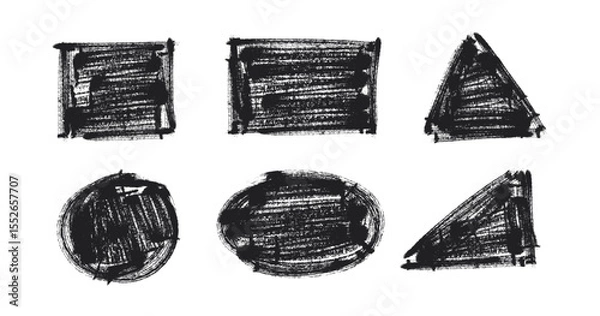 Fototapeta Set of Brush strokes geometry shape text boxes, Paintbrush Grunge design elements, Hand drawn Grunge texture, horizontal, vertical, vector illustrator	