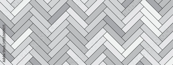 Obraz Herringbone pattern with gray tile design. Seamless floor texture. Repeated layout suitable for backgrounds and templates. Vector illustration.