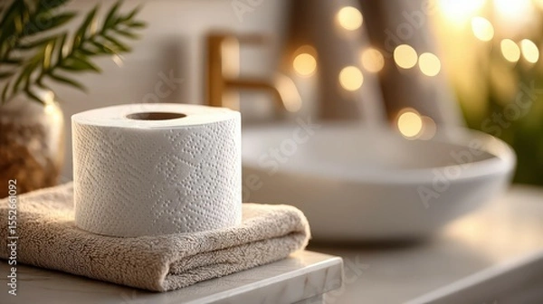 Fototapeta Ultra Realistic Close Up of Single Roll of Towel
