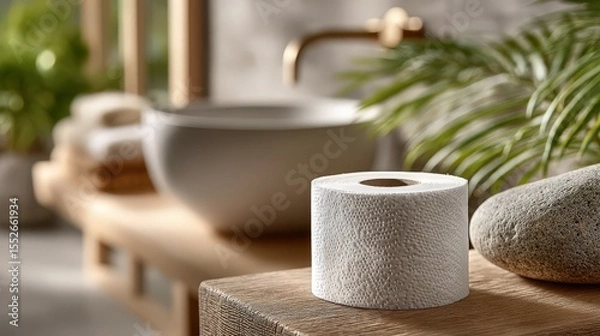 Fototapeta Ultra Realistic Close Up of a White Toilet Roll
