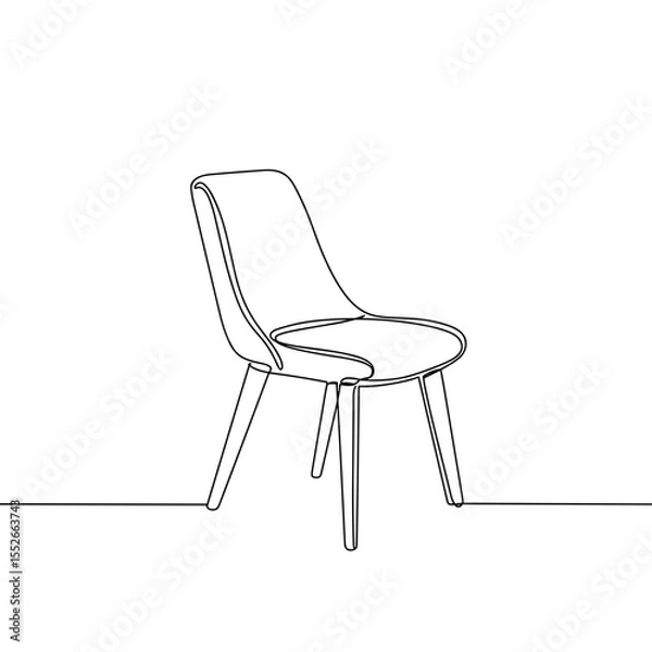 Fototapeta Minimalist line drawing of modern chair in simple style  
