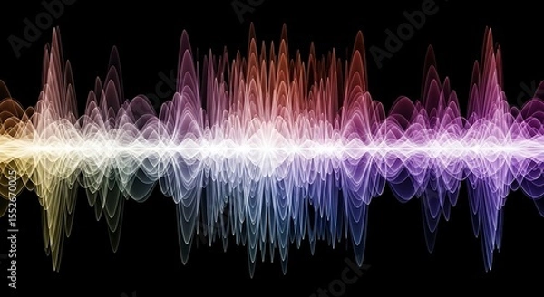 Fototapeta Abstract Colorful Sound Wave on Black Background