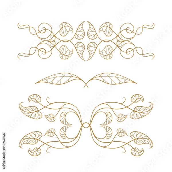 Fototapeta Leaf and berry swirls. Whimsical autumn dividers with botanical flair.