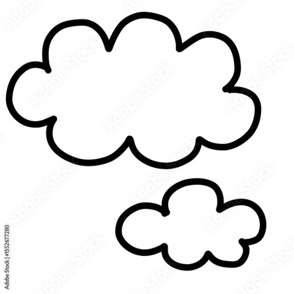 Fototapeta 手描きペン画のかわいい雲のイラスト