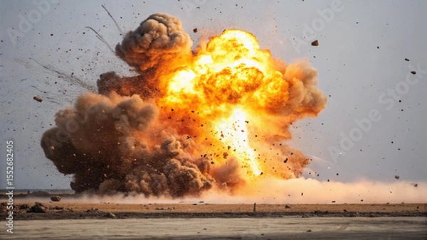 Fototapeta Explosion bomb blast fire destruction war danger danger zone atomic bomb nuclear explosion explosion effect