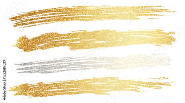 Obraz Metallic brush stroke foil set with shimmering light paths