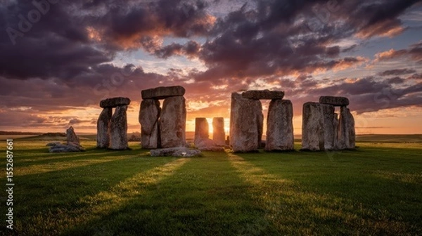 Obraz Stonehenge at Sunrise – Ancient Monoliths Framed by Glowing Morning Light