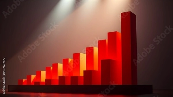 Obraz business graph with red 