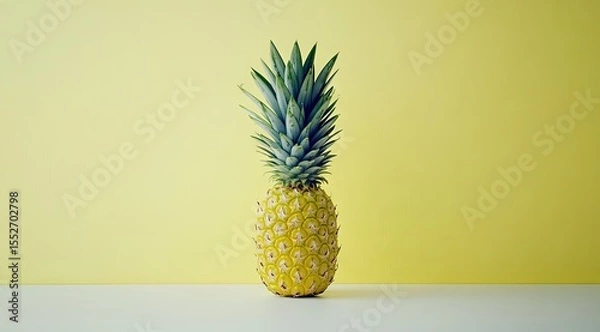 Obraz Single pineapple on pale yellow background