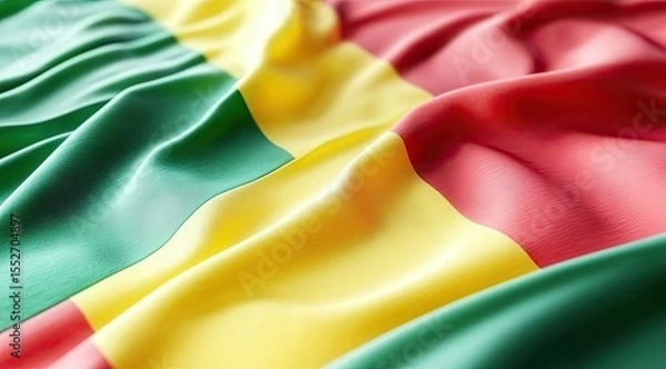Obraz Close-up of a rippled flag, displaying vibrant green, yellow, and red vertical stripes