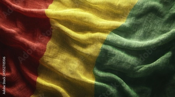 Obraz Rippled flag, red, yellow, green vertical stripes