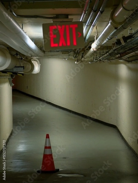 Obraz underground parking lot with sign exit