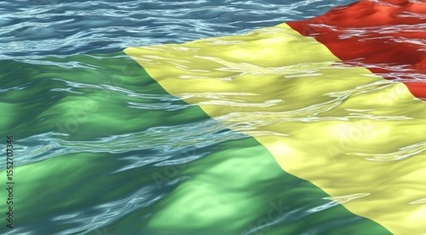Obraz Rippled flag of the nation, partially submerged in water