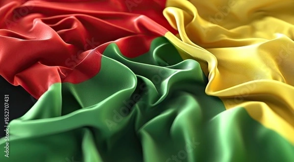 Obraz Close-up of a draped flag with red, green, and yellow panels