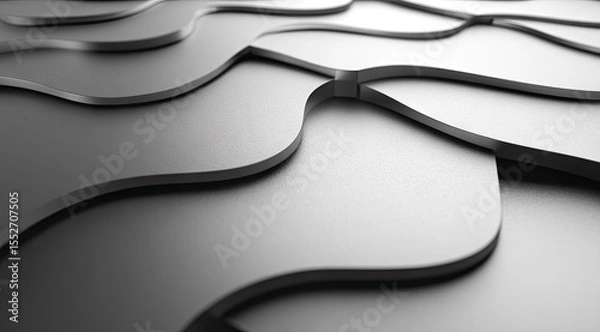 Obraz Abstract layered, wavy, metallic surface