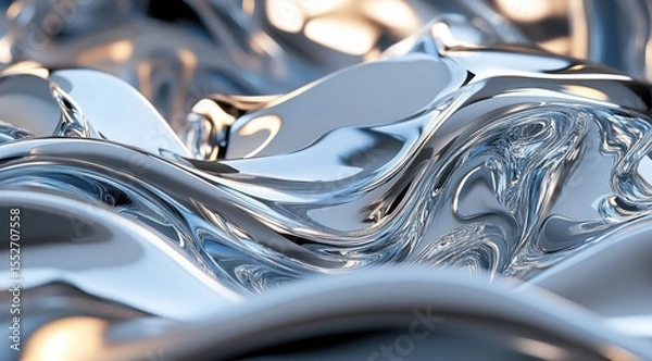 Obraz Abstract liquid metal waves