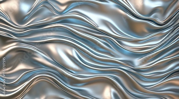 Obraz Abstract metallic fabric folds in silvery tones