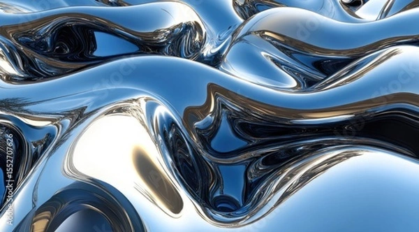Obraz Abstract metallic liquid flowing