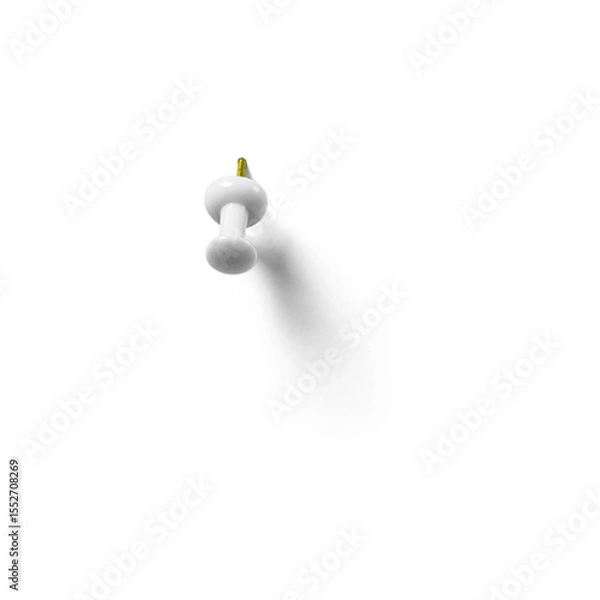 Obraz A single white pushpin against a plain background, casting a subtle shadow.