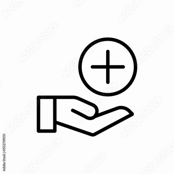 Fototapeta hand plus add icon vector sign