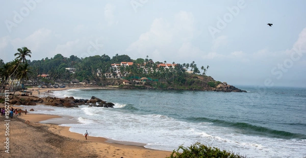 Fototapeta Beautiful beach of Kovalam in India at dusk