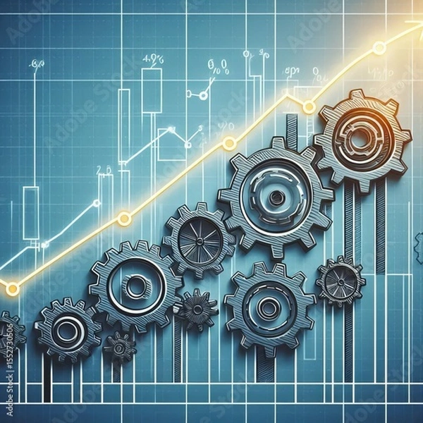 Fototapeta Line gears symbolizing continuous improvement