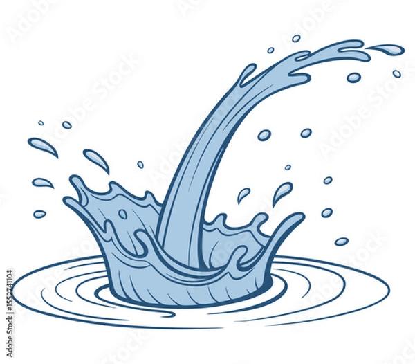 Obraz Flowing water splash isolated on white background, Vector illustration.